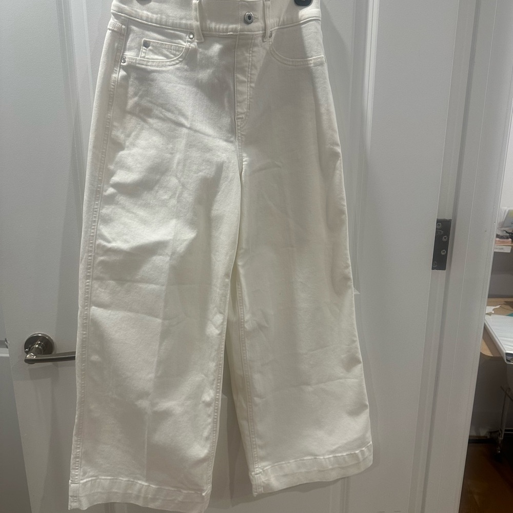 SPANX Off-White Cropped Wide-Leg Pants NWT